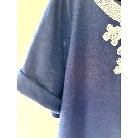 Lilly Pulitzer $158 Size XL‎ Embroidered V Neck T Shirt Shift Dress Navy Blue - Picture 5 of 6